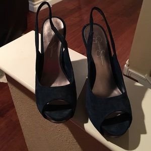 Jessica Simpson blue suede heels